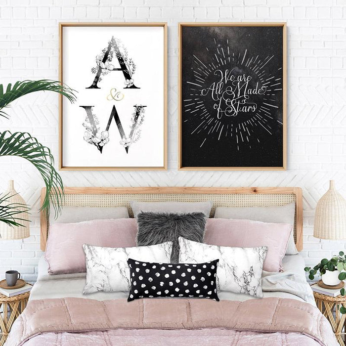 Custom Personalised Floral Watercolour Initials - Art Print - Ozark Home