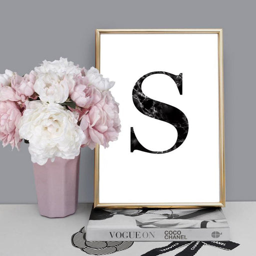 Custom Personalised Black Marble Initial - Art Print - Ozark Home