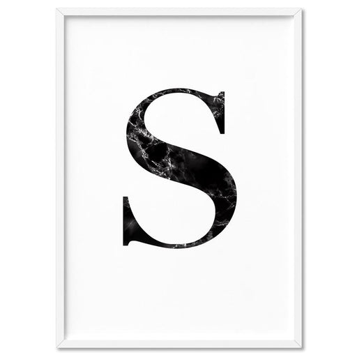 Custom Personalised Black Marble Initial - Art Print - Ozark Home