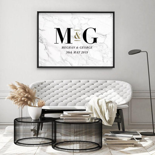 Custom Couple Initials. Monogram Marble Design - Art Print, Wall Art, Ozark Home 