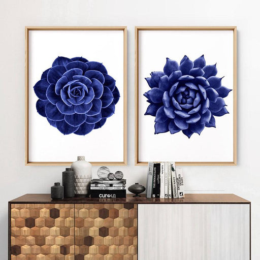 Indigo Succulent I - Art Print - Ozark Home