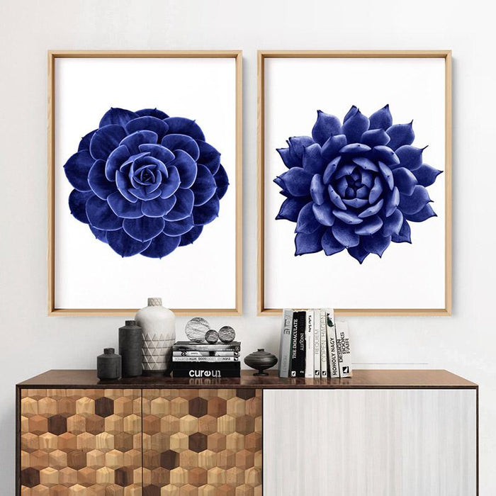 Indigo Succulent I - Art Print - Ozark Home