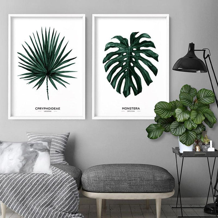 Monstera Scandi Leaf Watercolour (dark green) - Art Print - Ozark Home