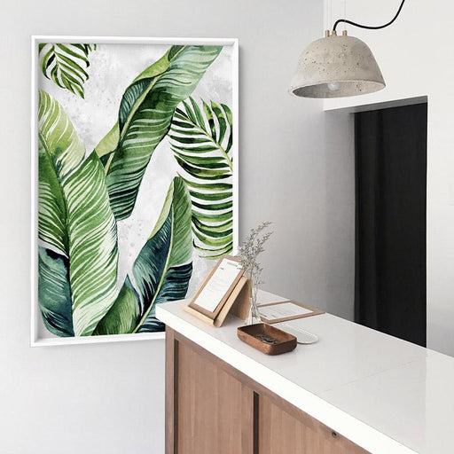 Tropical Palm & Banana Leaves Foliage in Watercolour I - Art Print, Wall Art, Ozark Home 