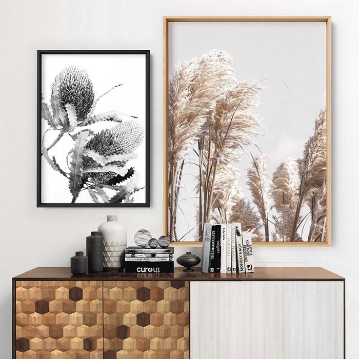 Pampas Grass Portrait in Neutral Tones - Art Print, Wall Art, Ozark Home 