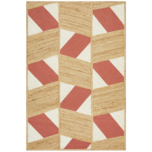 Pachar Natural White & Blush Tribal Stripe Flatwoven Jute Rug, Rugs, Ozark Home 