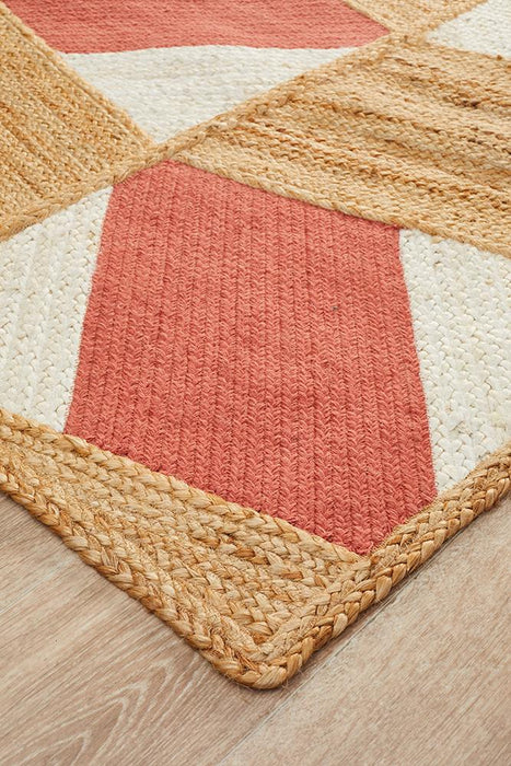 Pachar Natural White & Blush Tribal Stripe Flatwoven Jute Rug, Rugs, Ozark Home 