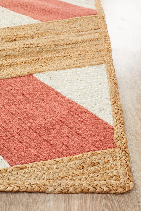 Pachar Natural White & Blush Tribal Stripe Flatwoven Jute Rug, Rugs, Ozark Home 