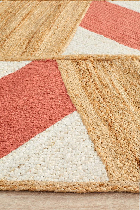 Pachar Natural White & Blush Tribal Stripe Flatwoven Jute Rug, Rugs, Ozark Home 