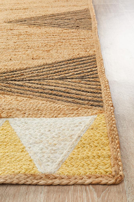 Pachar Natural Yellow & White Tribal Border Flatwoven Jute Rug, Rugs, Ozark Home 