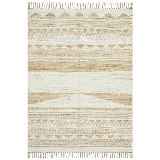 Pachar Natural & White Combined Tribal Pattern Flatwoven Jute Rug, Rugs, Ozark Home 