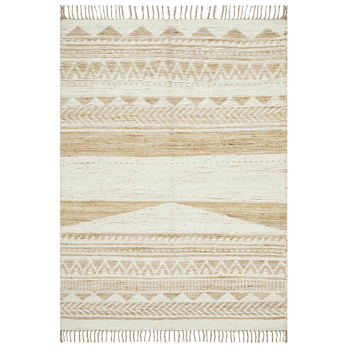 Pachar Natural & White Combined Tribal Pattern Flatwoven Jute Rug, Rugs, Ozark Home 