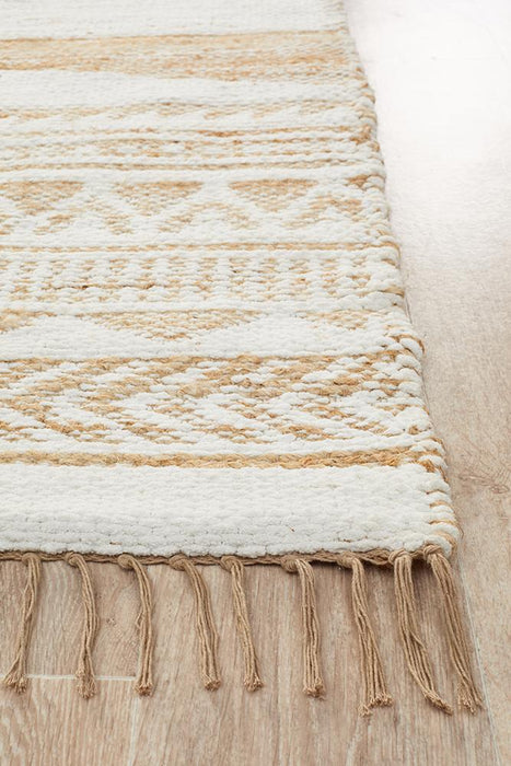 Pachar Natural & White Combined Tribal Pattern Flatwoven Jute Rug, Rugs, Ozark Home 