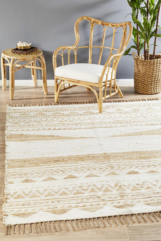 Pachar Natural & White Combined Tribal Pattern Flatwoven Jute Rug, Rugs, Ozark Home 