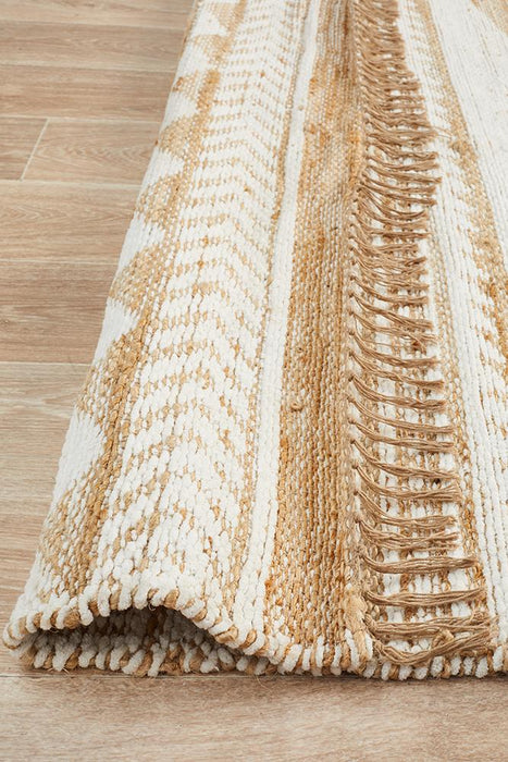 Pachar Natural & White Combined Tribal Pattern Flatwoven Jute Rug, Rugs, Ozark Home 