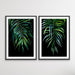 Palms On Black - Two Piece Watercolour Palm Illustrations On Black Background, Wall Art, Ozark Home 