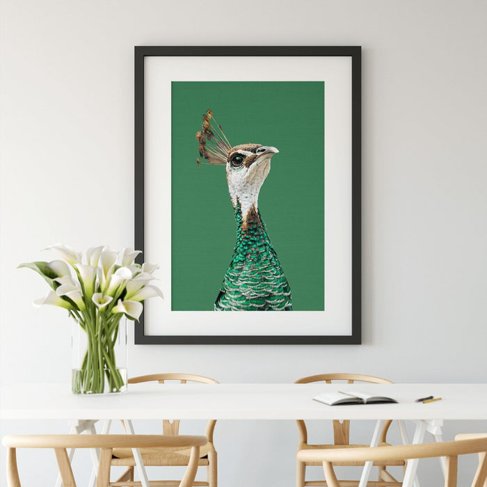 Pea Hen - Green Stretched Canvas Wall Art Peahen/Peafowl Bird Australia