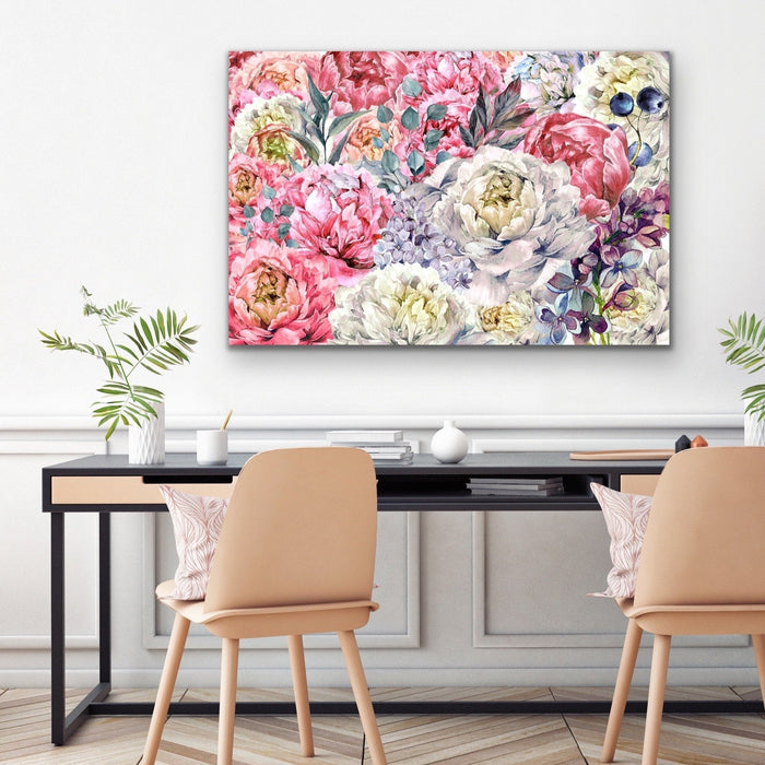 Peony Garden - Floral Pink and White Art Print and Stretched Canvas Wall Art Print, Wall Art, Ozark Home 