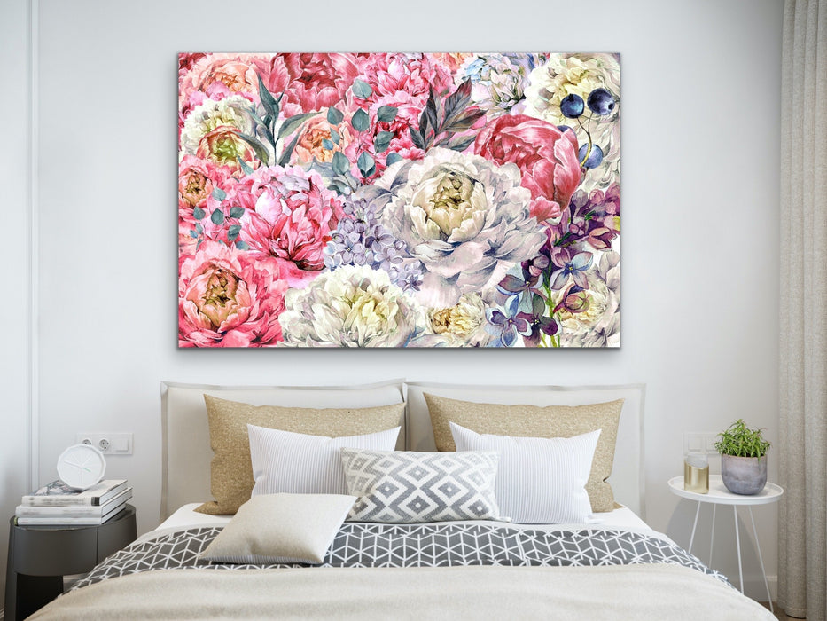 Peony Garden - Floral Pink and White Art Print and Stretched Canvas Wall Art Print, Wall Art, Ozark Home 