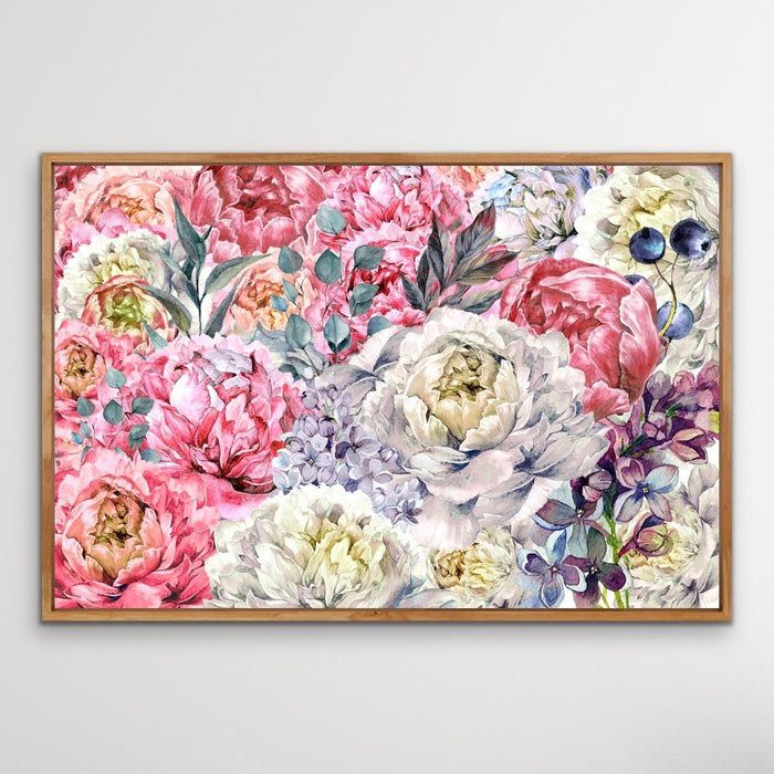 Peony Garden - Floral Pink and White Art Print and Stretched Canvas Wall Art Print, Wall Art, Ozark Home 