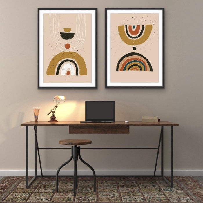 Philosophy - Two Piece Abstract Boho Geometric Minimalist Print Set, Wall Art, Ozark Home 