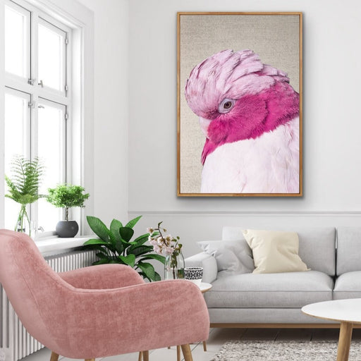 Pink Cockatoo - Gorgeous Pink Cockatoo on Linen Wall Art Print, Wall Art, Ozark Home 