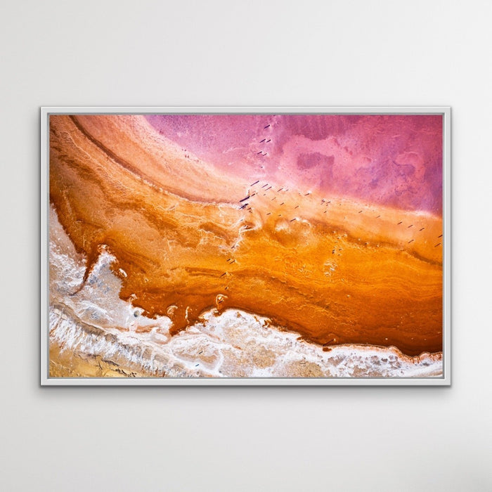 Pink Lake - Photographic Print Of Pink and Orange Lake Nature Stretched Canvas Wall Art Print