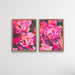 Pink Peony Pair - Two Piece Pink Peony Floral Oil Painting on Stretched Canvas Framed Wall Art, Wall Art, Ozark Home 