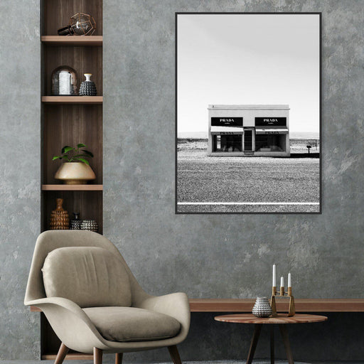 Prada Marfa In Black and White - Wall Art Print on Canvas or Paper, Wall Art, Ozark Home 