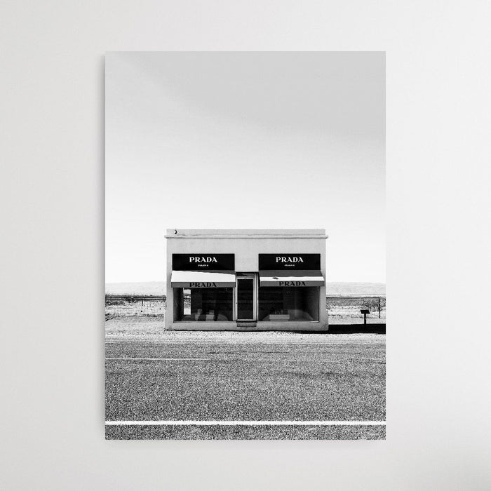 Prada Marfa In Black and White - Wall Art Print on Canvas or Paper, Wall Art, Ozark Home 