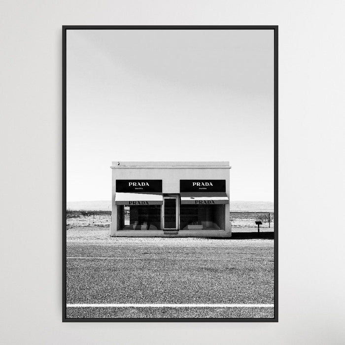 Prada Marfa In Black and White - Wall Art Print on Canvas or Paper, Wall Art, Ozark Home 