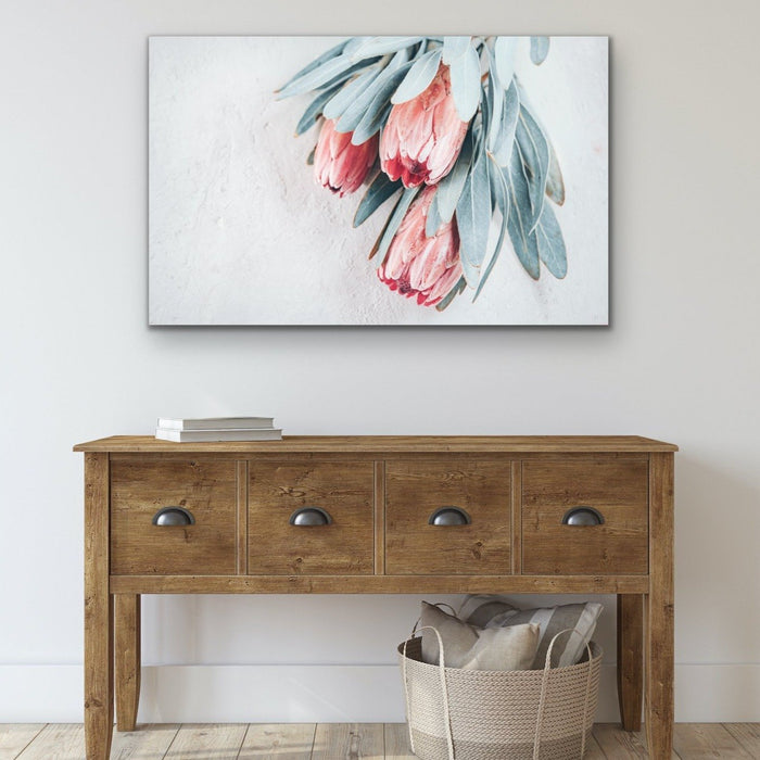 Protea Bunch - Australian Native Eucalyptus Art Print Stretched Canvas Wall Art