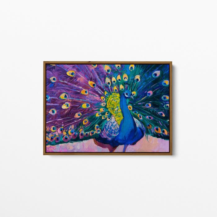 Purple Peacock - Oil Painting Purple Peacock Print Wall Art Canvas