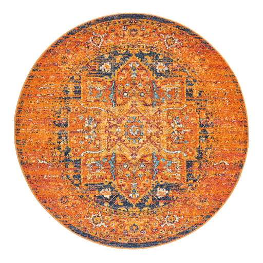 Reyhanli Vivid Rust Round Transitional Medallion Contemporary Rug, Rugs, Ozark Home 