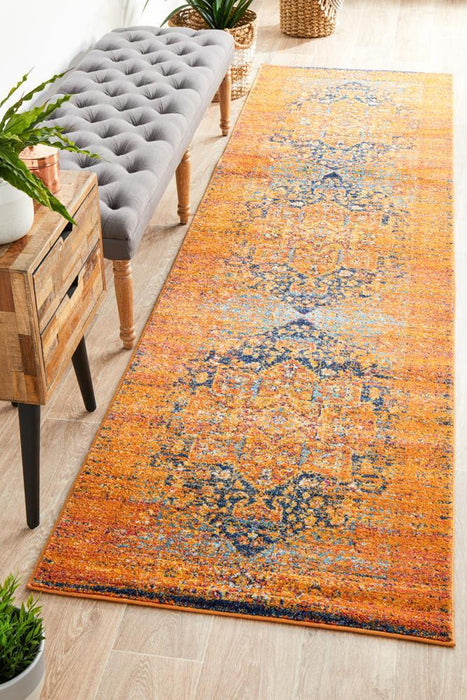 Reyhanli Vivid Rust Transitional Medallion Contemporary Runner Rug, Rugs, Ozark Home 