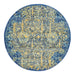Reyhanli Royal Blue Round Transitional Yellow Medallion Contemporary Rug, Rugs, Ozark Home 