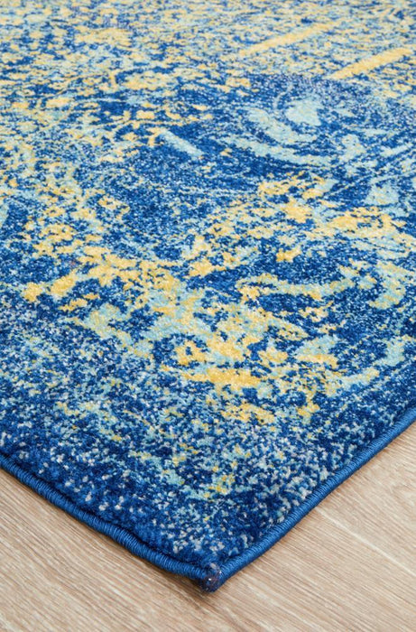 Reyhanli Royal Blue Transitional Yellow Medallion Contemporary Rug, Rugs, Ozark Home 