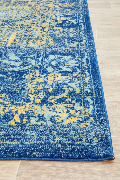 Reyhanli Royal Blue Transitional Yellow Medallion Contemporary Rug, Rugs, Ozark Home 