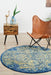 Reyhanli Royal Blue Round Transitional Yellow Medallion Contemporary Rug, Rugs, Ozark Home 