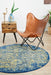 Reyhanli Royal Blue Round Transitional Yellow Medallion Contemporary Rug, Rugs, Ozark Home 