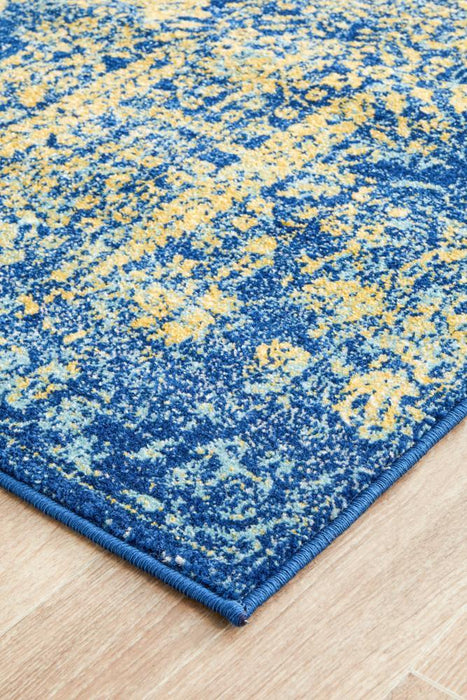 Reyhanli Royal Blue Transitional Yellow Medallion Contemporary Runner Rug, Rugs, Ozark Home 