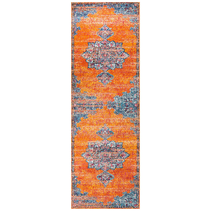 Reyhanli Vivid Rust Transitional Floral Mandala Contemporary Runner Rug, Rugs, Ozark Home 