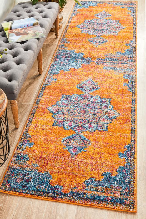 Reyhanli Vivid Rust Transitional Floral Mandala Contemporary Runner Rug, Rugs, Ozark Home 