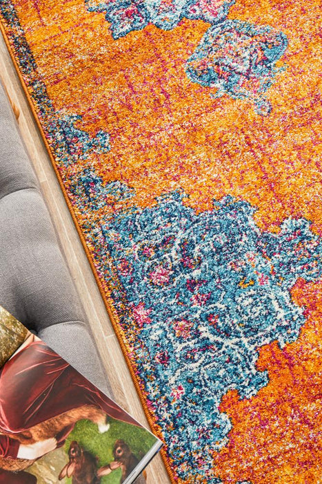 Reyhanli Vivid Rust Transitional Floral Mandala Contemporary Runner Rug, Rugs, Ozark Home 