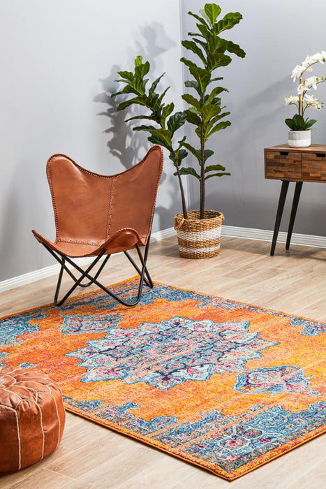 Reyhanli Vivid Rust Transitional Floral Mandala Contemporary Rug, Rugs, Ozark Home 