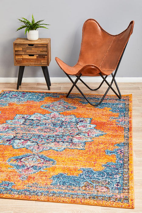 Reyhanli Vivid Rust Transitional Floral Mandala Contemporary Rug, Rugs, Ozark Home 