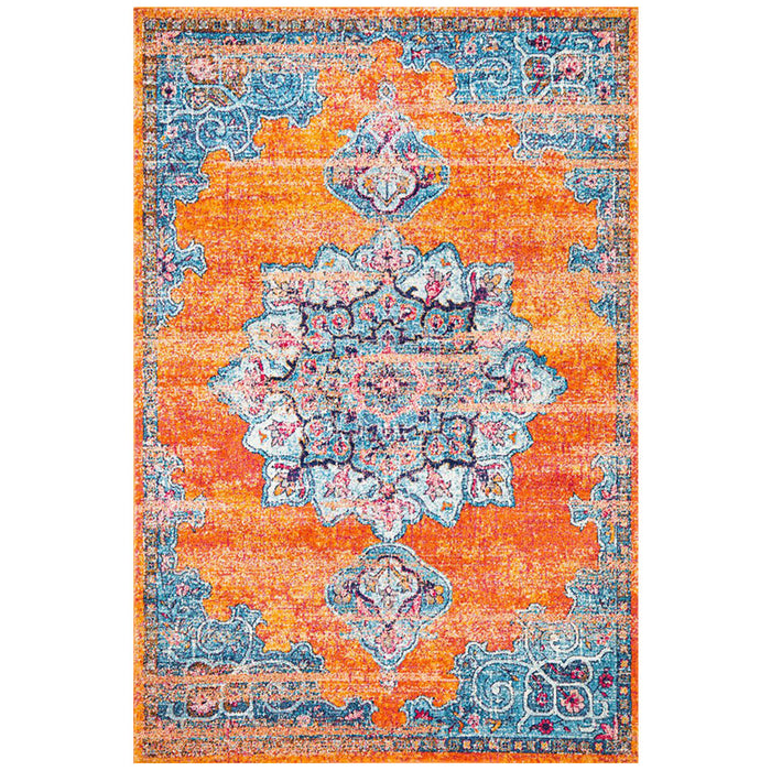 Reyhanli Vivid Rust Transitional Floral Mandala Contemporary Rug, Rugs, Ozark Home 