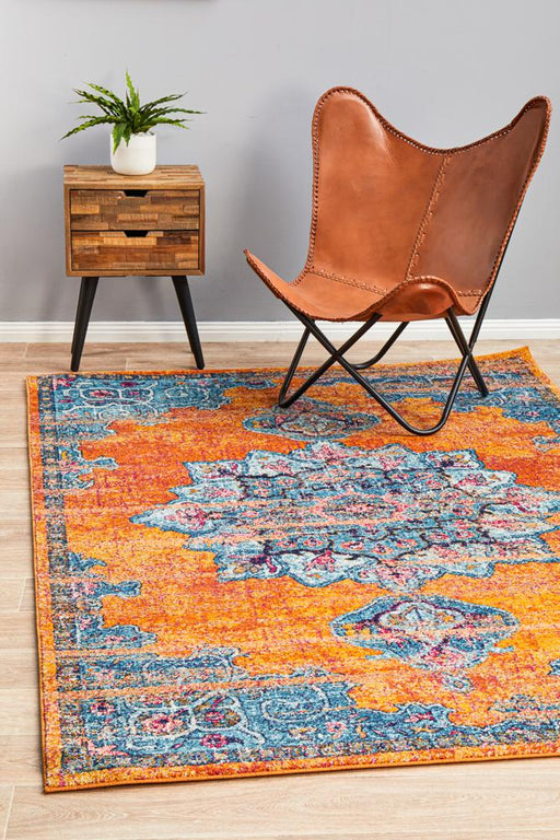 Reyhanli Vivid Rust Transitional Floral Mandala Contemporary Rug, Rugs, Ozark Home 