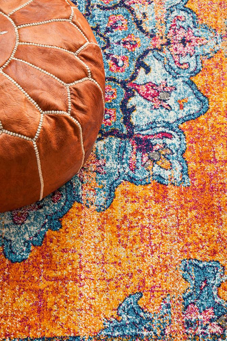 Reyhanli Vivid Rust Transitional Floral Mandala Contemporary Rug, Rugs, Ozark Home 