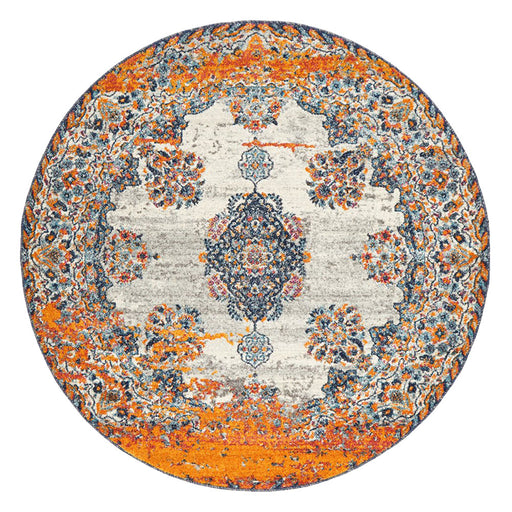 Reyhanli Bone Round Transitional Diamond Medallion Contemporary Rug, Rugs, Ozark Home 